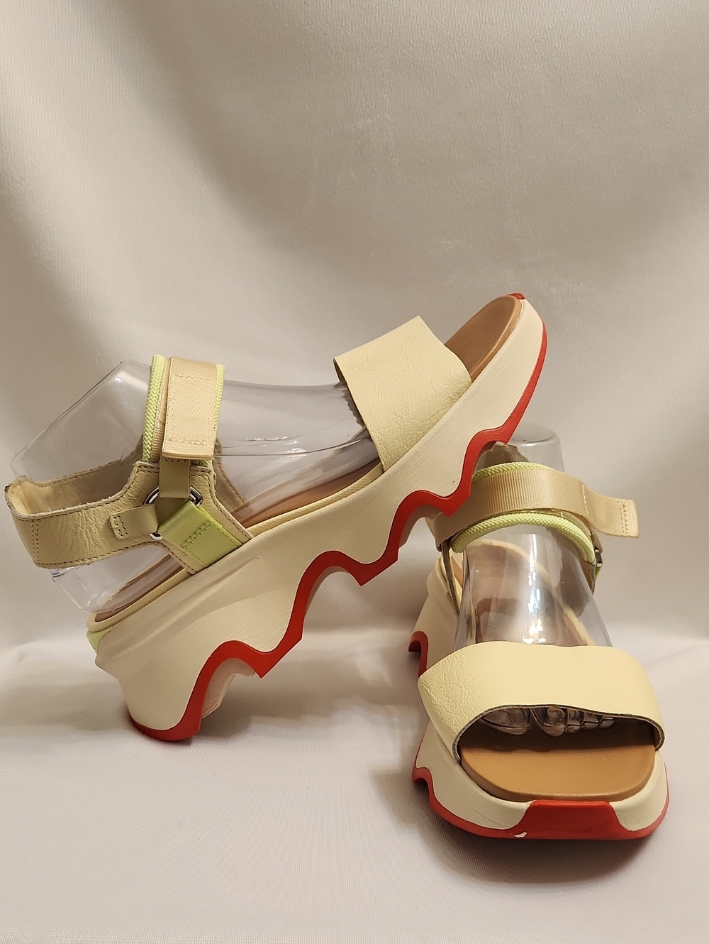 Sorel Kinectic Impact Y-Stap High Cream Sandals (Size 9.5)